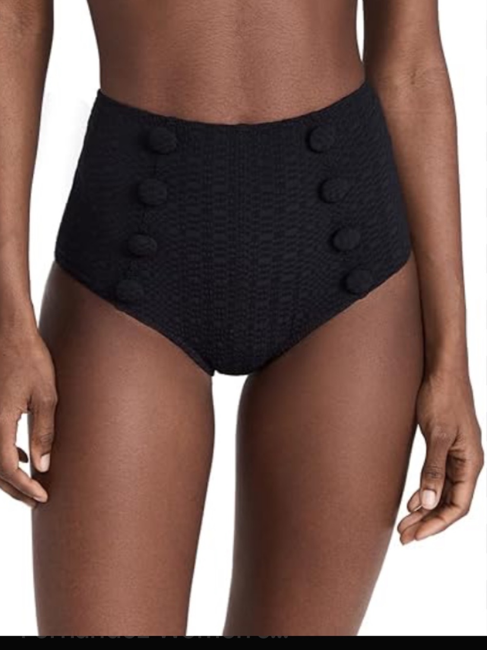 Lisa Marie Fernandez Black High-Waist Button Swim Bottoms